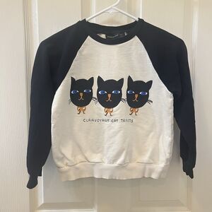 Mini Rodini Clairvoyant Cat Triplets Terry Sweatshirt Girls Size 7-9 yrs STAINS